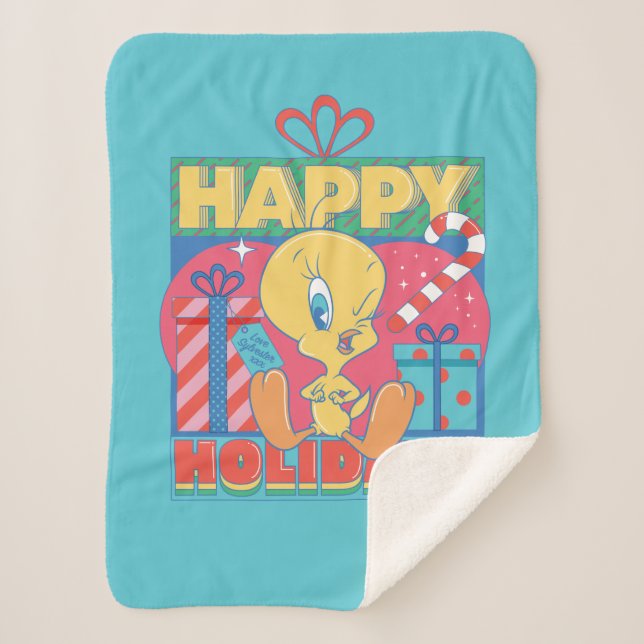 LOONEY TUNES™ | TWEETY™ Happy Holidays Sherpa Blanket (Front)
