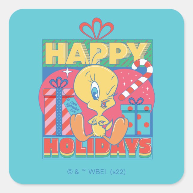 LOONEY TUNES™ | TWEETY™ Happy Holidays Square Sticker (Front)