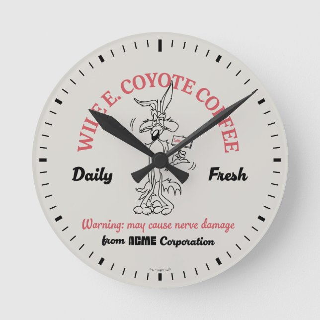 LOONEY TUNES™ | WILE E. COYOTE™ Daily Fresh Coffee Round Clock (Front)