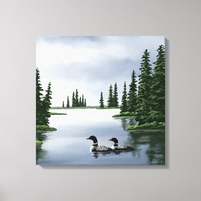 Loons On Water Canvas Prints (Front)