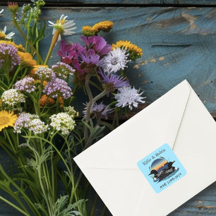 Loons Sunset Blue Square Sticker