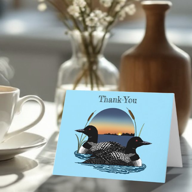 Loons Sunset Blue Thank You Card (Creator Uploaded)