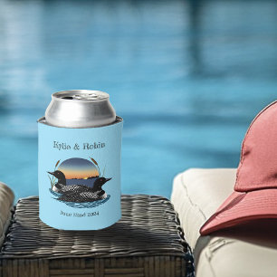 Loons Sunset Blue Wedding Can Cooler