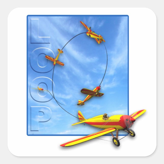 Loop Aerobatic manoeuvre with Aeroplane Square Sticker (Front)