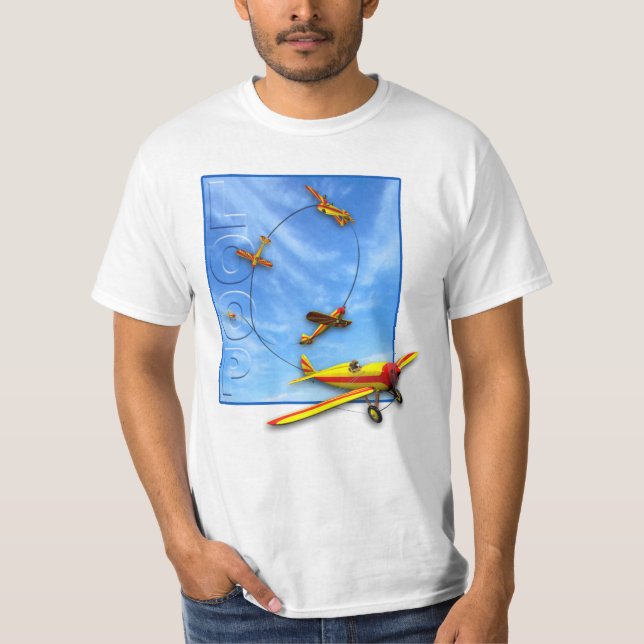 Loop Aerobatic manoeuvre with Aeroplane T-Shirt (Front)