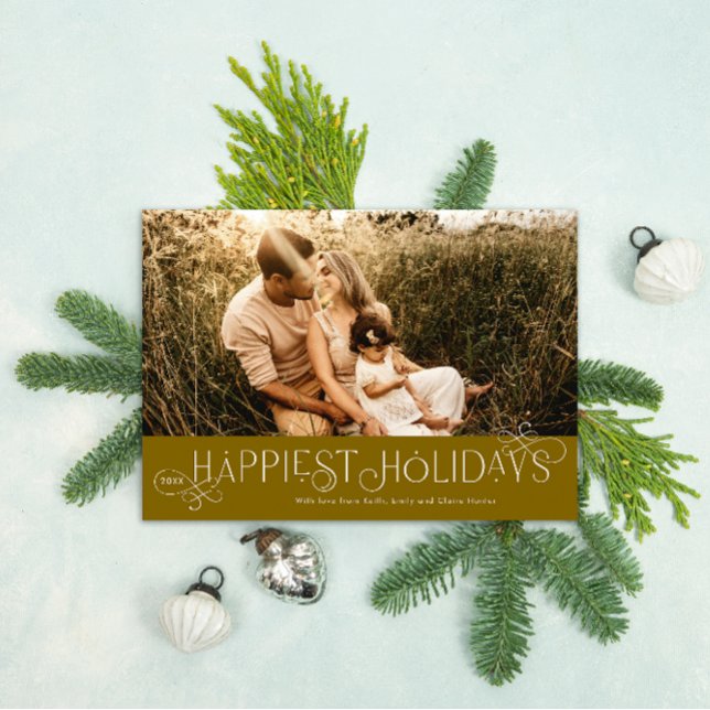 Loop de Loop Flourished Type Photo Holiday Card (Loop de Loop Swirls Photo Holiday Card)