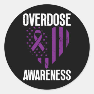 Loop For Drug Addiction Awareness On American Flag Classic Round Sticker