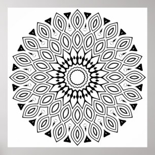 Looped Leaf Border Mandala with Flowing Symmetry Poster