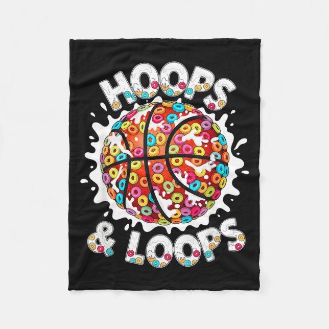 Loops Hoops Basketball Slam Dunk Colourful Fleece Blanket (Front)