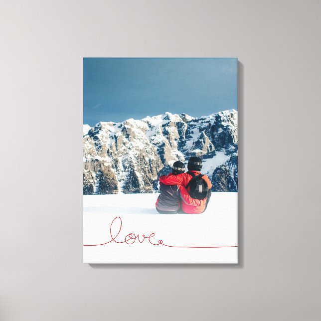 Loopy Love Heart String Simple Knot Modern Photo Canvas Print (Front)