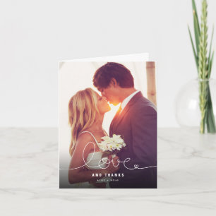 Loopy Love Line Heart Wedding Photo Thank You Card