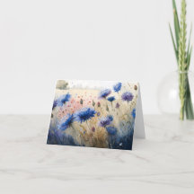 Loose Abstract Red Field of Cornflowers Watercolor