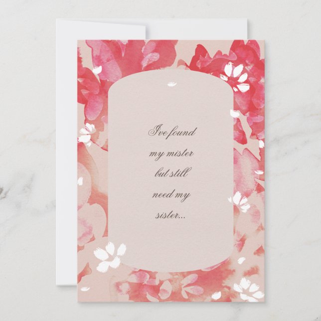 Loose Floral Blush Coral Bridesmaid Proposal Invitation (Front)
