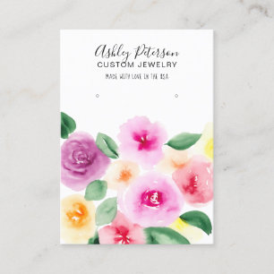 Loose Floral watercolor jewelry earring display Business Card