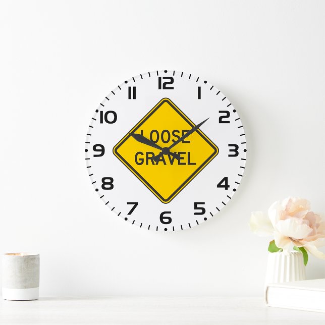 Loose Gravel Warning Sign Road Hazard  Large Clock (Creator Uploaded)