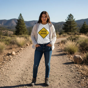 Loose Gravel Warning Sign Road Hazard  T-Shirt