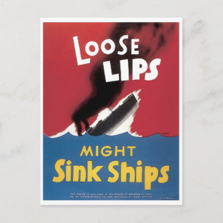 Loose Lips Might Sink Ships Postcard