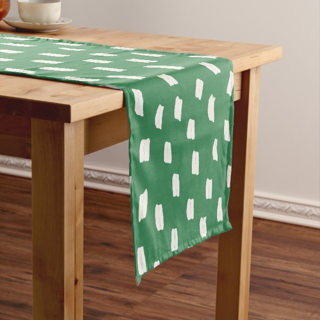 Loose Mark Leaf Green Warm White Short Table Runner (In Situ)