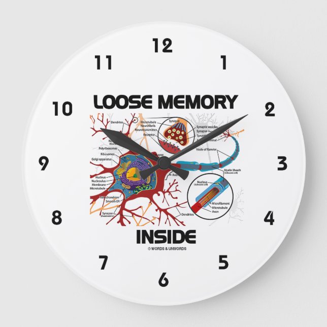 Loose Memory Inside Neuron Synapse Geek Humour Large Clock (Front)