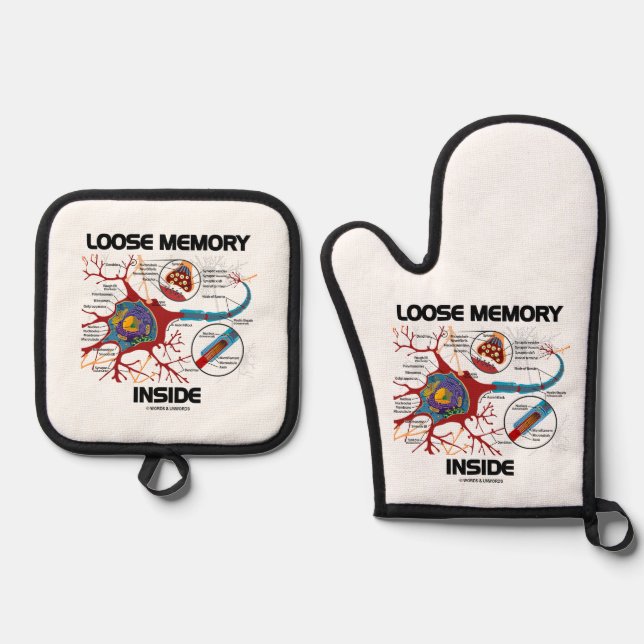 Loose Memory Inside Neuron Synapse Geek Humour Oven Mitt & Pot Holder Set (Front)