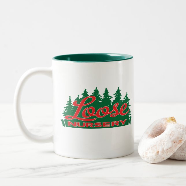 Loose Nursery Old School Logo Two-Tone Coffee Mug (With Donut)