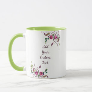 Loose pink watercolor flowers customizable mug