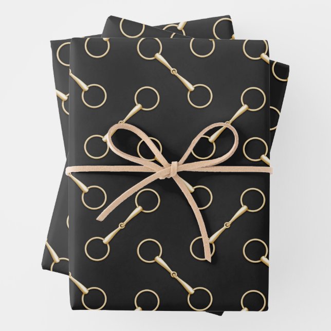 Loose Ring Snaffle Bits Equestrian Wrapping Paper Sheet (In situ)