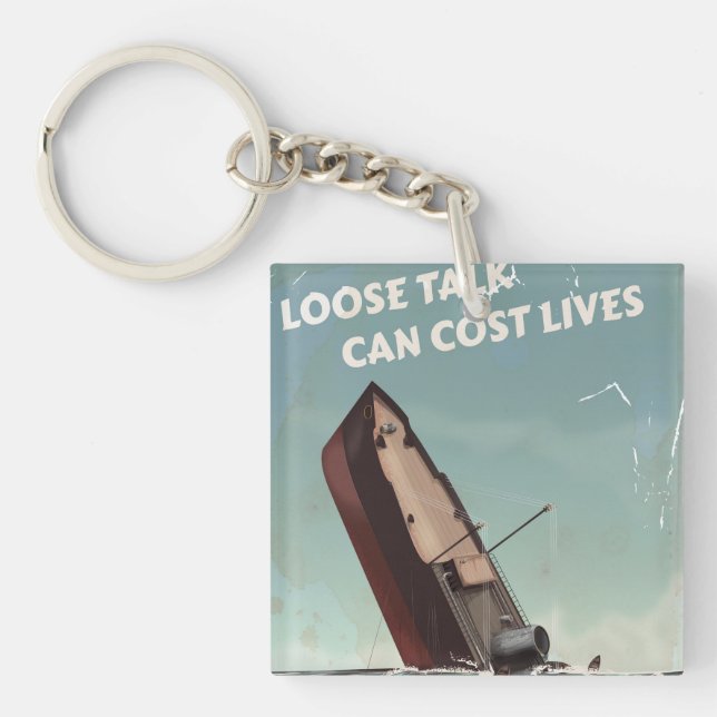 Loose Talk Cost Lives WW2 Poster Key Ring (Front)