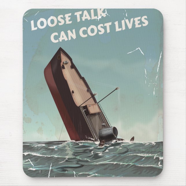 Loose Talk Cost Lives WW2 Poster Mouse Mat (Front)