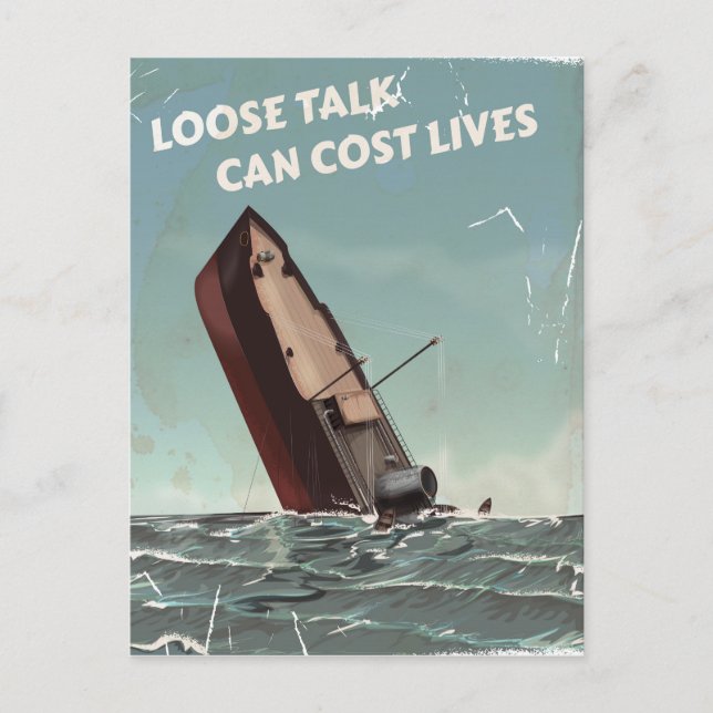 Loose Talk Cost Lives WW2 Poster Postcard (Front)