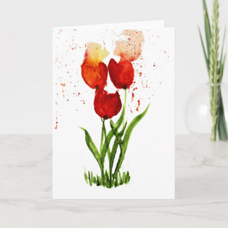 Loose Watercolor Tulips ~ Blank Inside Card