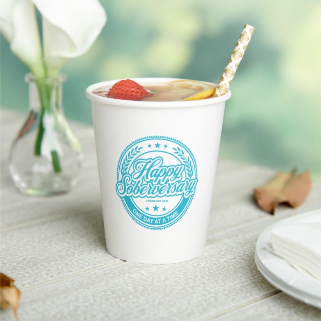 Loosid Soberversary Blue Paper Cup (Insitu)