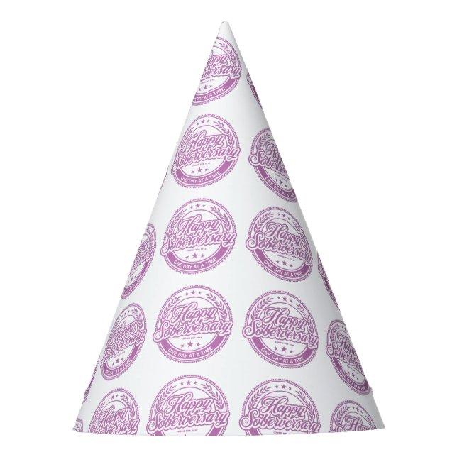 Loosid Soberversary Pink Paper Party Hat (Front)