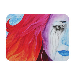 Loosing Colour Surreal Rainbow Woman Original Art Magnet