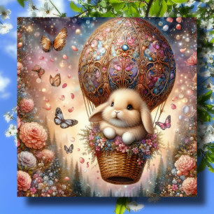 Lop Eared Bunny Pastel Easter Egg Balloon Holiday Card
