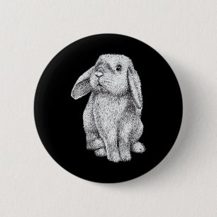 Lop Eared Bunny Rabbit Cute Easter Drawing Long Sl 6 Cm Round Badge