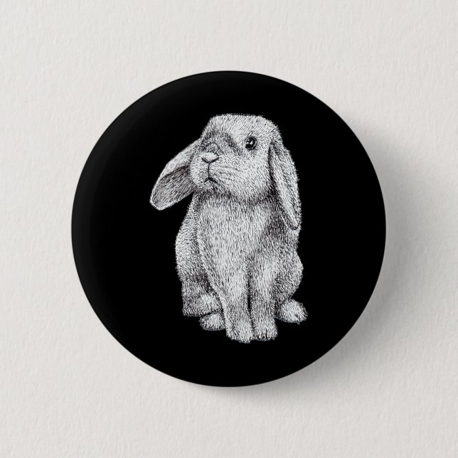 Lop Eared Bunny Rabbit Cute Easter Drawing Long Sl 6 Cm Round Badge (Front)