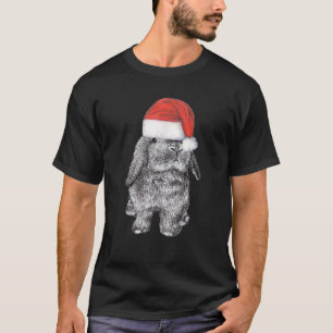 Lop Eared Bunny Rabbit In Santa Claus Christmas Ha T-Shirt