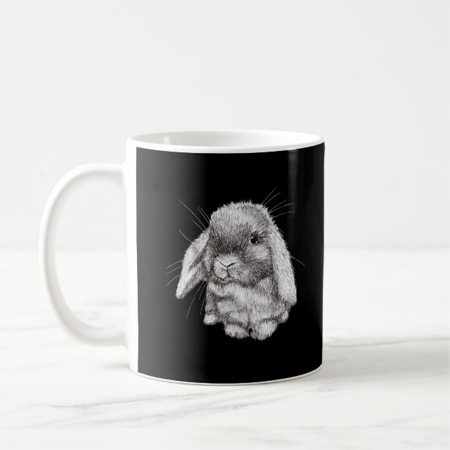 Lop Eared Bunny Rabbit Sketch Mens Womens Children Coffee Mug (Left)