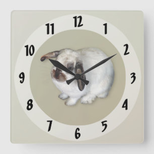Lop-Eared Bunny Square Wall Clock
