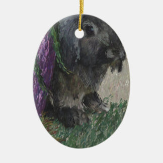 Lop eared rabbit painting ceramic tree decoration