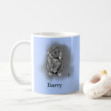 Lop-Eared Rabbit Sitting Up On Blue Background Coffee Mug