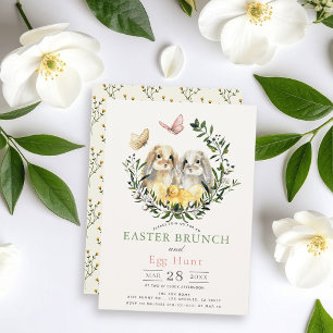 Lop Rabbit Bunny Chick Butterfly Easter Brunch Invitation