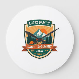 Lopez Family Camp-To-Summit Crew Vintage Hiking Ca Large Clock