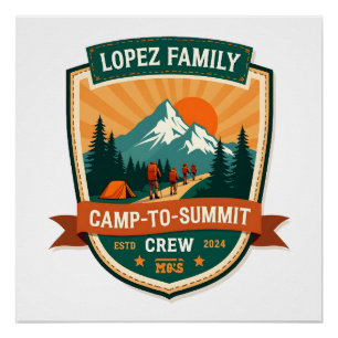 Lopez Family Camp-To-Summit Crew Vintage Hiking Ca Poster