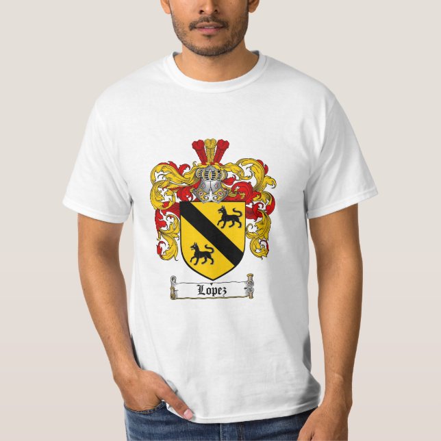 Lopez Family Crest - Lopez Coat of Arms T-Shirt (Front)