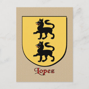 Lopez Family Heraldic Shield Postcard