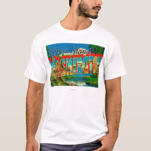 Lopez Island, Washington - Large Letter Scenes T-Shirt