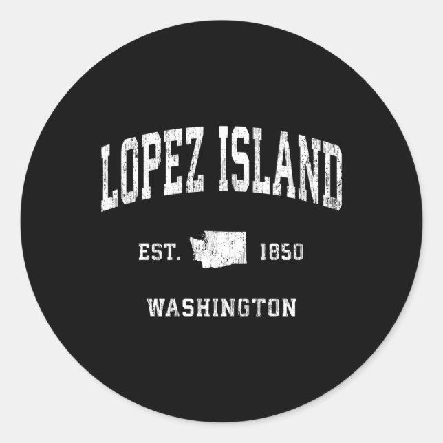 Lopez Island Washington Wa Athletic Sports Classic Round Sticker (Front)