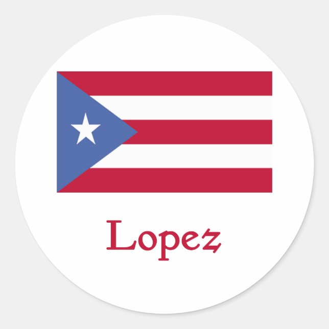 Lopez Puerto Rican Flag Classic Round Sticker (Front)